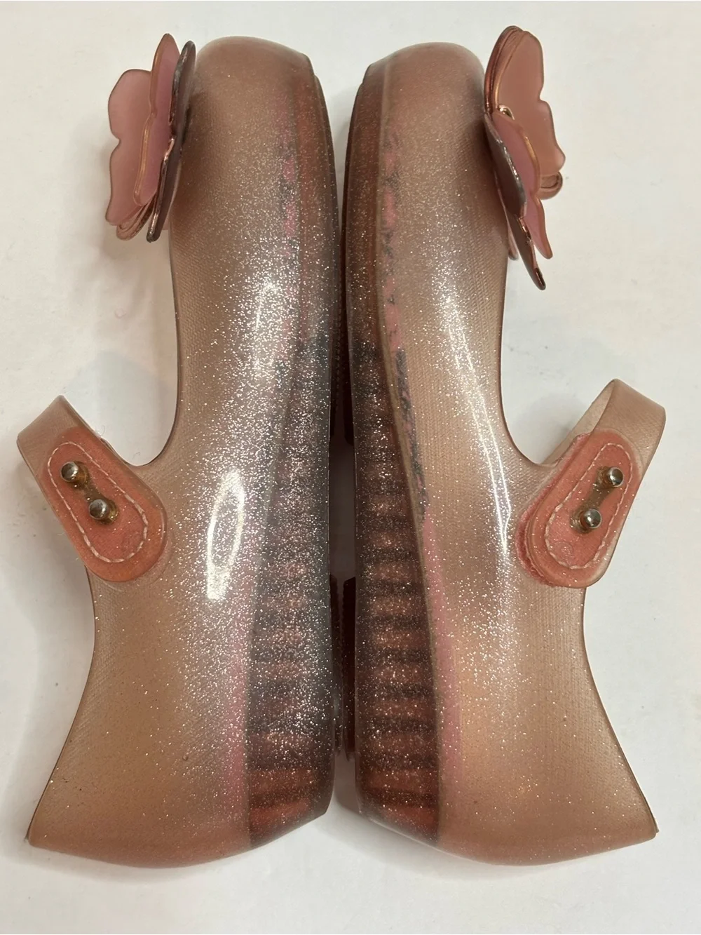 Mini Melissa Ultragirl Butterfly Sparkly Mary Jane Pink Shoes 12